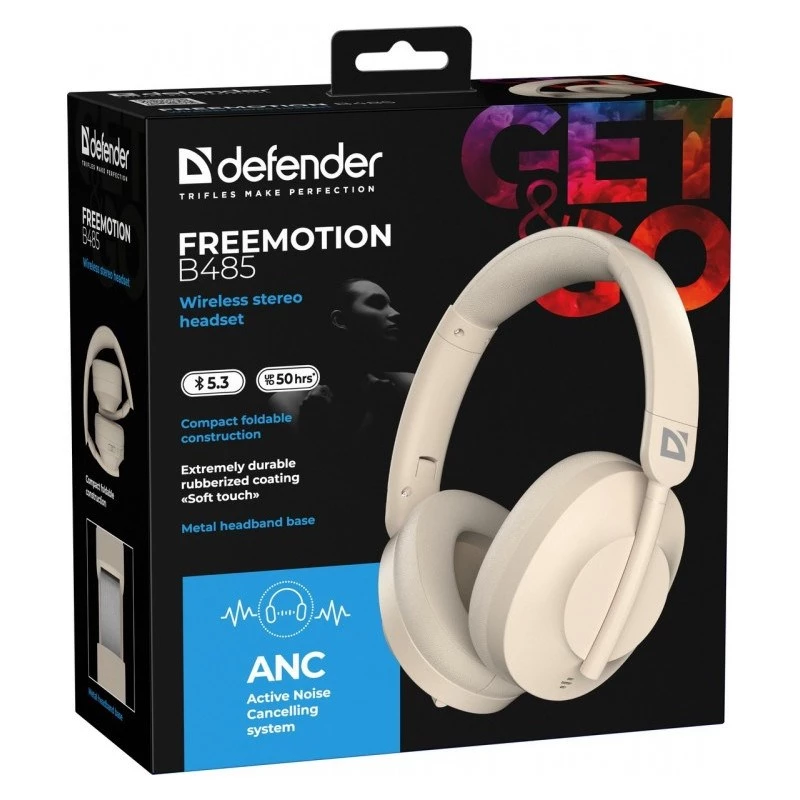 Defender Bluetooth Headphones Freemotion B485 ANC Beige