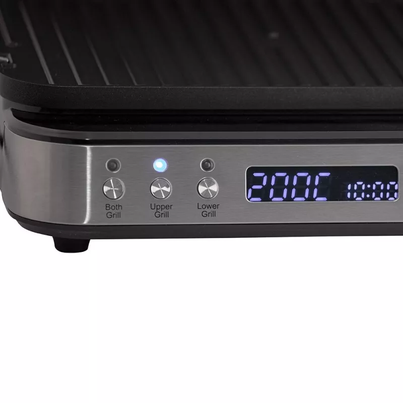 ELDOM GK200 GRILO Contact Grill 2000W Adjustable Thermostat Non-Stick Plates Black/Silver