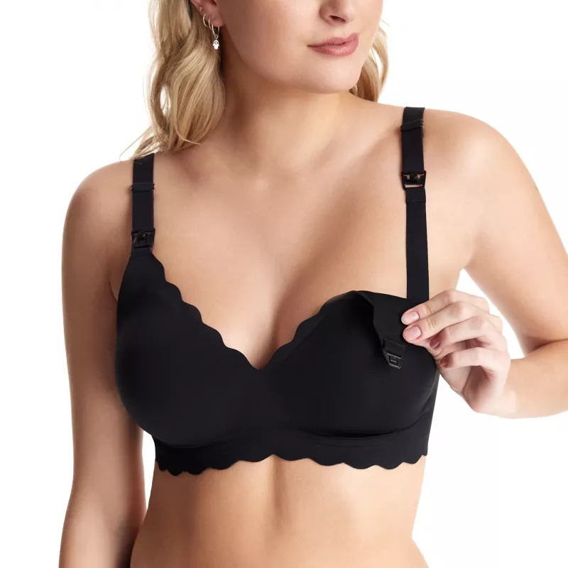 MOMCOZY YN46 Seamless Support Floral Nursing Bra Black S