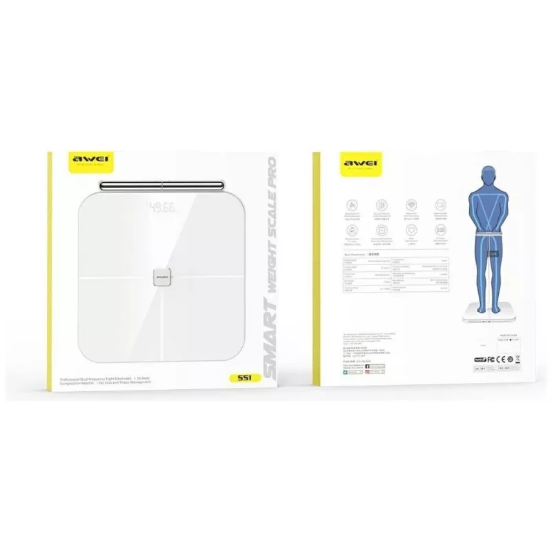AWEI SS1 Multifunctional Body Scale with Bluetooth 5.0, White