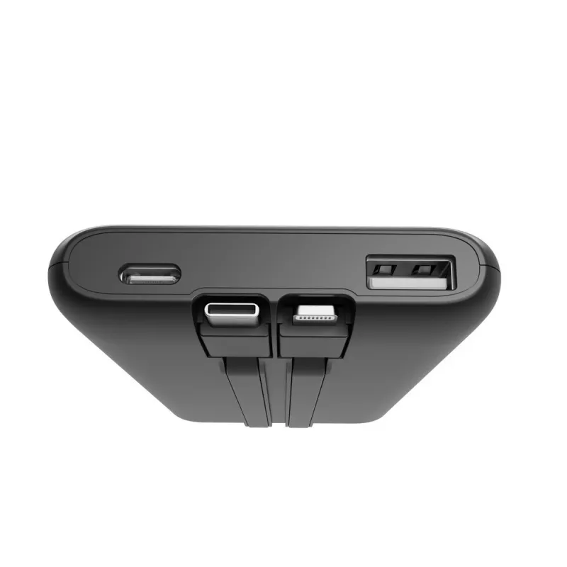 Gembird PB10-PD20-LCD-01 Fast Charging Power Bank with Integrated Cables, 20W, 10000 mAh, Black