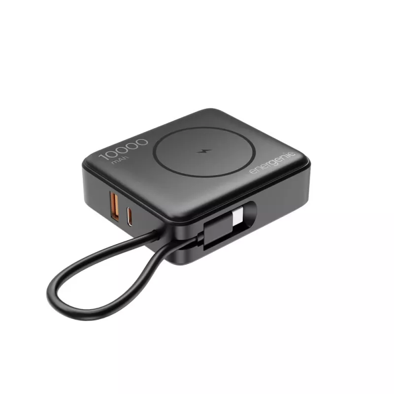 Gembird PB10-WPC15-LCD-01 Fast Charging Power Bank with Wireless Charger, 20W, 10000 mAh, Black