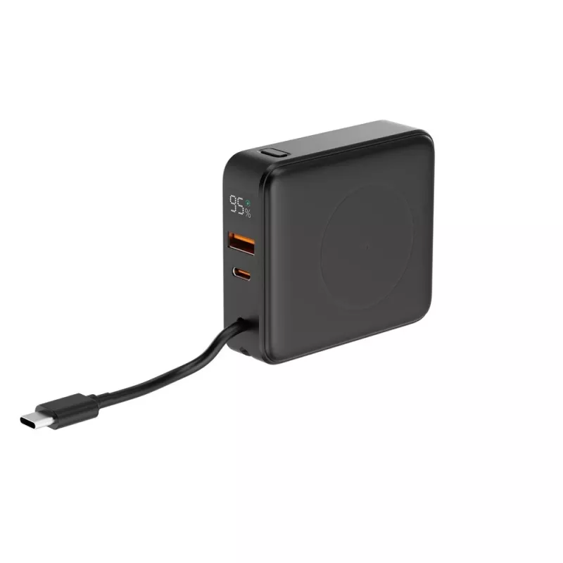 Gembird PB10-WPC15-LCD-01 Fast Charging Power Bank with Wireless Charger, 20W, 10000 mAh, Black