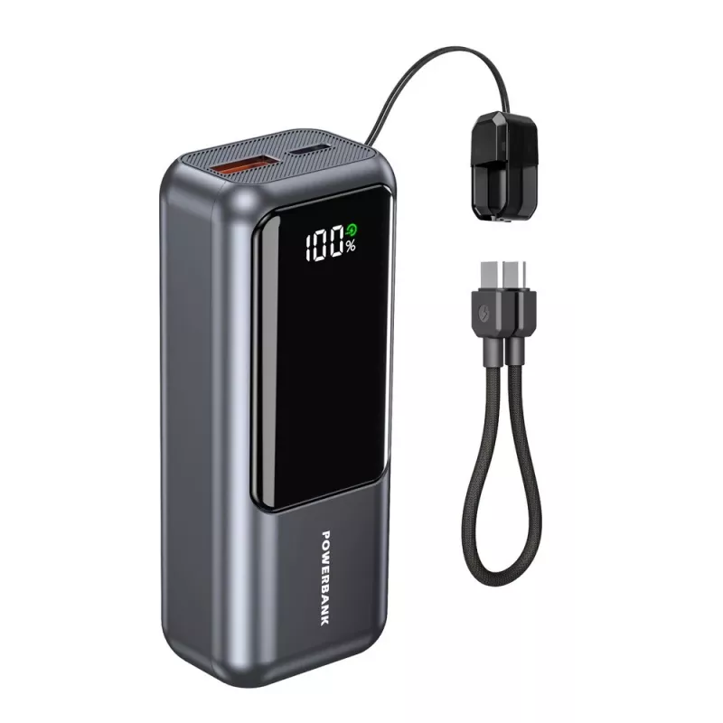 Gembird PB10-PD20-LCD-02 Compact Fast Charging Power Bank with LCD Display, 20W, 10000 mAh, Space Grey