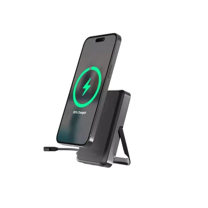 Gembird PB10-WPC15MS-01 Magnetic Wireless Powerbank with Integrated Stand, 15W, 10000 mAh, Black