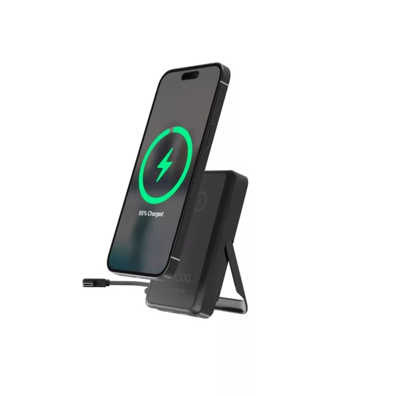 Gembird PB10-WPC15MS-01 Magnetic Wireless Powerbank with Integrated Stand, 15W, 10000 mAh, Black