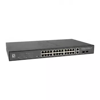 LevelONE GTP-2871DP L3 Managed PoE+ Switch 24x GE PoE + 4x 10G SFP+ 440W 19 inch Rackmount