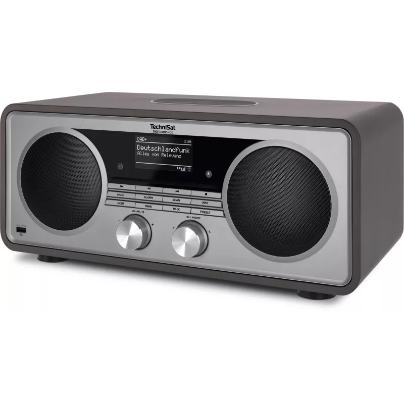 TechniSat DIGITRADIO 602 DAB+/FM/Internet Radio with Bluetooth, CD Player, and Qi Wireless Charging - Anthracite/Silver