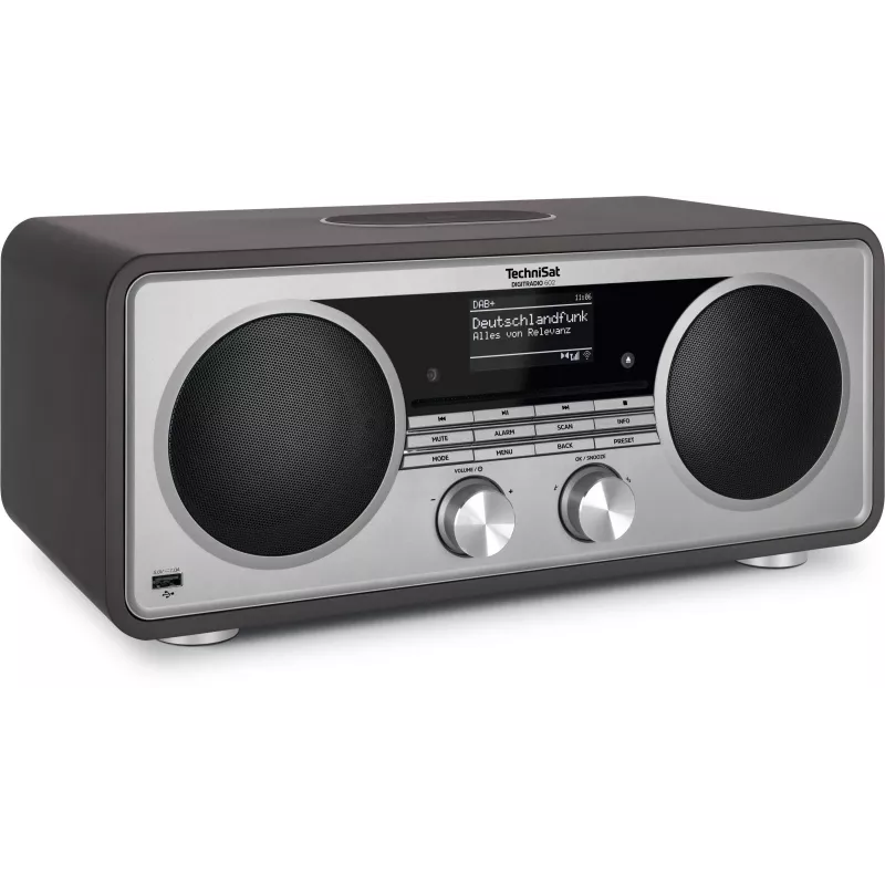TechniSat DIGITRADIO 602 DAB+/FM/Internet Radio with Bluetooth, CD Player, and Qi Wireless Charging - Anthracite/Silver