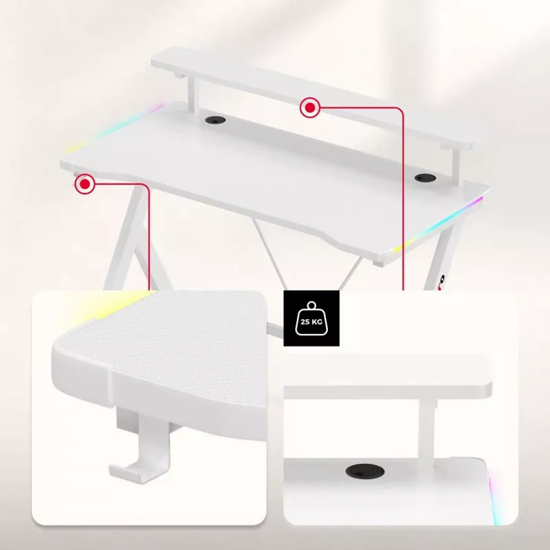Huzaro Hero 1.9 RGB White Gaming Desk