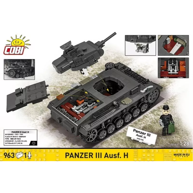 COBI 958 PCS HC WWII Panzer III Ausf. H Building Blocks Set
