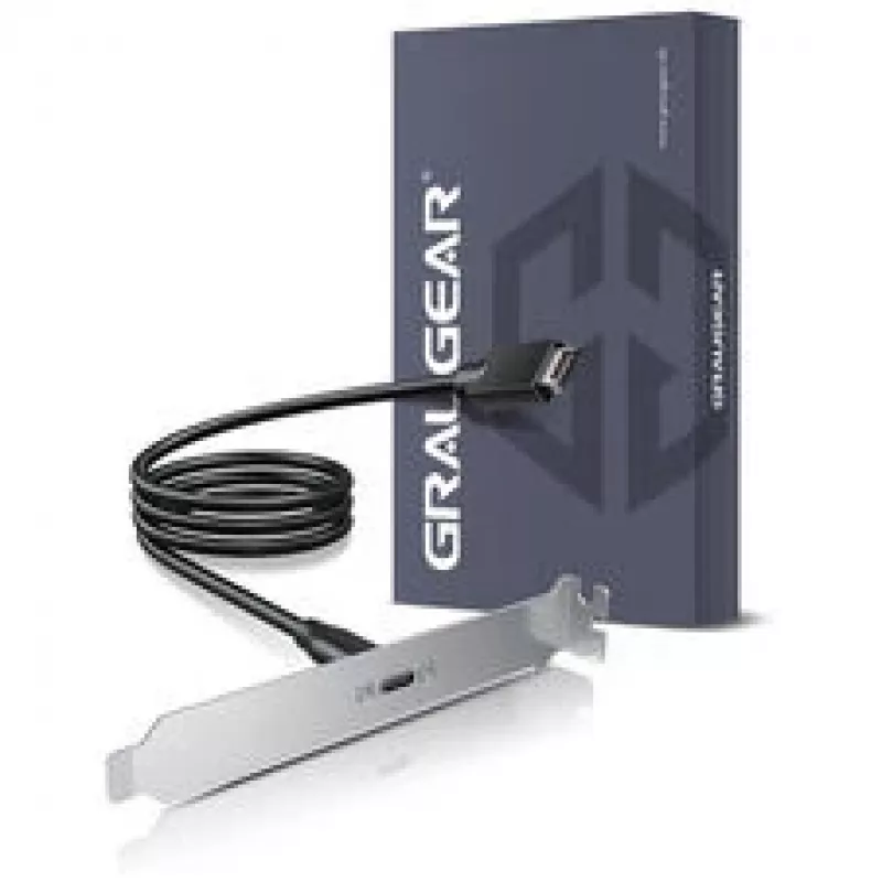 GRAUGEAR G-ETC-20G-B High-Speed USB-C Port Retrofit Kit with PCI Slot Bracket, 0.5m, Black
