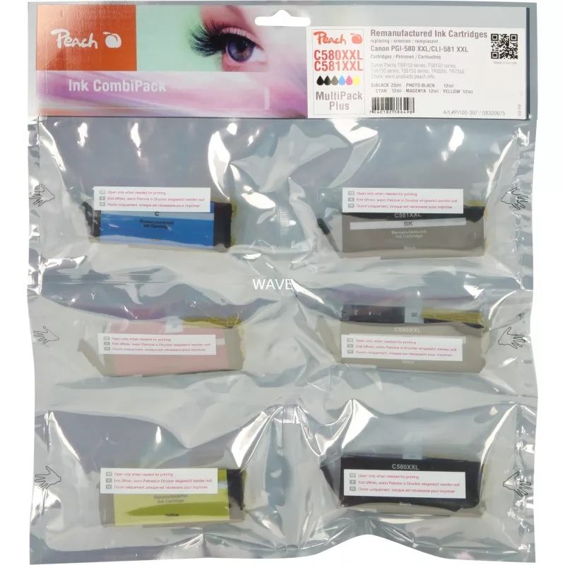 Peach Ink Save Pack Plus PI100-397 Compatible with Canon PGI-580XXL CLI-581XXL Multipack 6 Cartridges