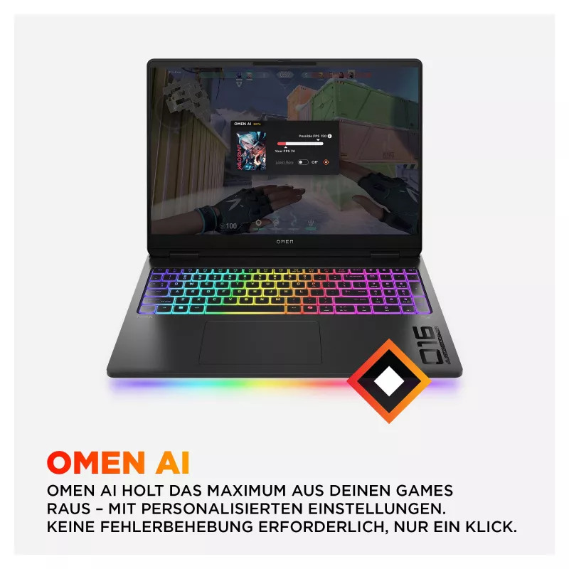HP OMEN MAX 16-ak0197ng Gaming Notebook – 16 inch QHD 240Hz, AMD Ryzen AI 9 HX 375, 32GB RAM, 1TB SSD, RTX 5080, Windows 11 Home