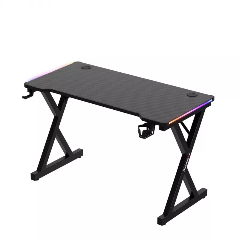 HUZARO Hero 2.3 RGB Gaming Desk - 1200x600mm, Black, Carbon Flex, RGB LED, Fixed Height