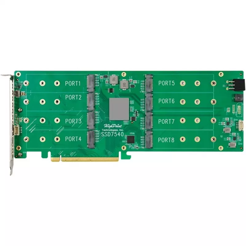 HighPoint Rocket 1508 8x M.2 Port to PCIe 4.0 x16 NVMe HBA C Interface Card