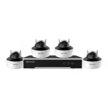Hikvision NK844W1H-1T(E) 4-Channel 4MP NVR and 4x Dome Wi-Fi Security Camera System with 1TB HDD