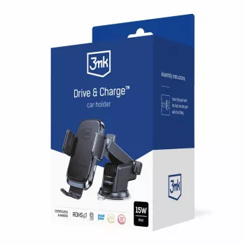 3mk Drive & Charge Car Phone Holder with Wireless Charger
