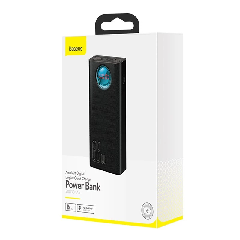 Baseus Amblight Powerbank 30000mAh, 4xUSB, USB-C, 65W, Black
