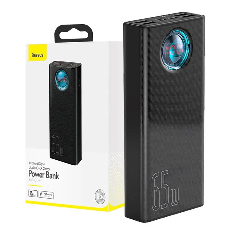 Baseus Amblight Powerbank 30000mAh, 4xUSB, USB-C, 65W, Black
