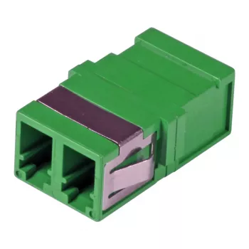 EFB-ELEKTRONIK LC Duplex OM5 Fiber Optic Coupler, One-Piece, Flangeless, Lime Green, Ceramic Sleeve