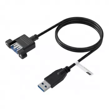 EFB USB 3.0 Extension Cable A-A Male to Panel Mount Female, 0.5m, Black