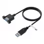 EFB USB 3.0 Extension Cable A-A Male to Panel Mount Female, 0.5m, Black