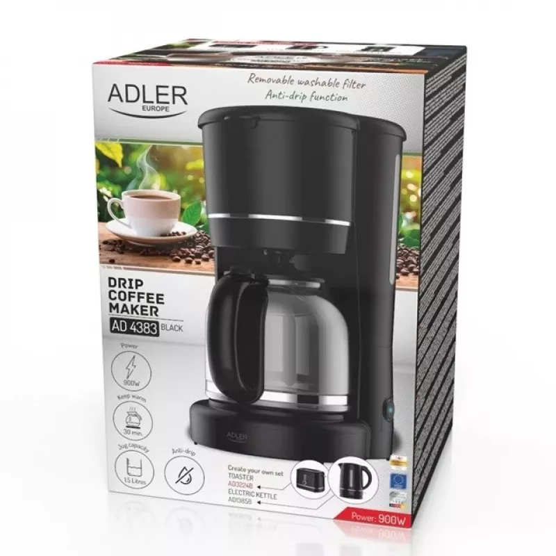 Adler AD 4383 Coffee Machine 1.5 L, black