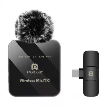PULUZ PU648B Wireless Microphone (USB-C) - Professional Lavalier Mic with ENC Noise Reduction, 10m Range, 12h Battery