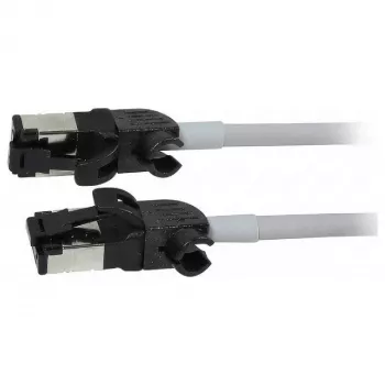 Synergy21 Patch Cable RJ45, CAT6A 500MHz, 1.0m, Grey, S/FTP, Slimline Round d=4.5mm, TPE/LSZH (Superflex), AWG28, with CAT7 Raw Connector, Rotatable Plug