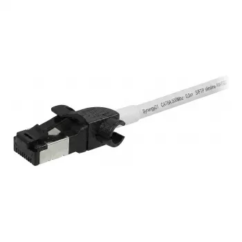 Synergy21 Patch Cable RJ45, CAT6A 500MHz, 0.5m, White, S/FTP, Slimline Round d=4.5mm, TPE/LSZH (Superflex), AWG28, with CAT7 Raw Connector, Rotatable Connector