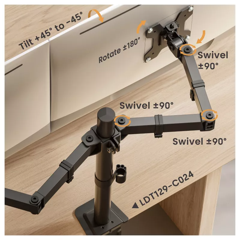 Equip Dual Monitor Desk Mount 17-32 inch 360° Articulating 10kg Black