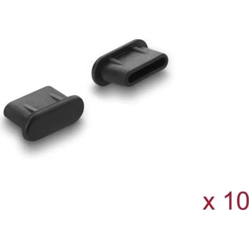 Delock Dust Protection for USB Type-C Female Port, 10 Pieces, Silicone, Black (87408)