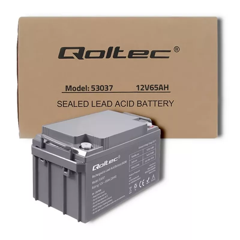 Qoltec 53037 AGM Battery 12V 65Ah max 780A