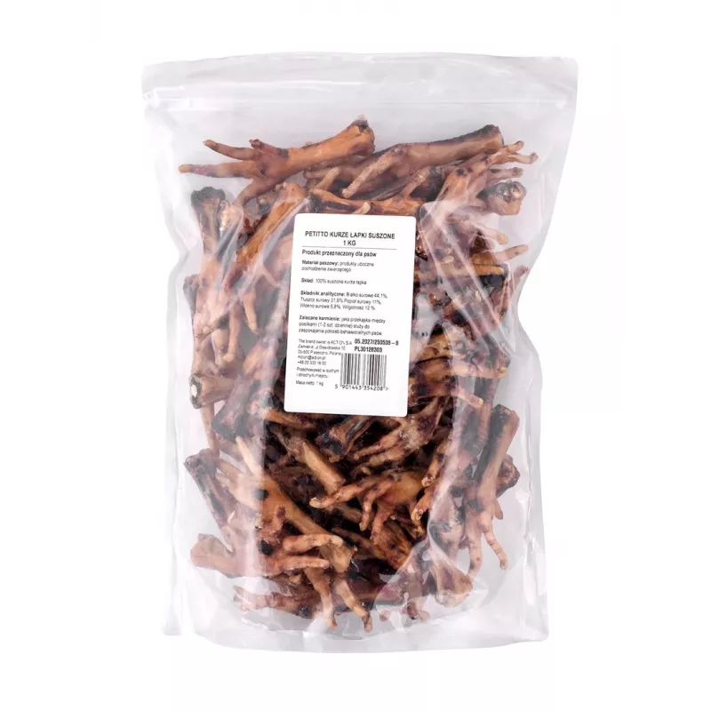PETITTO Dried Chicken Feet Dog Treat 1kg