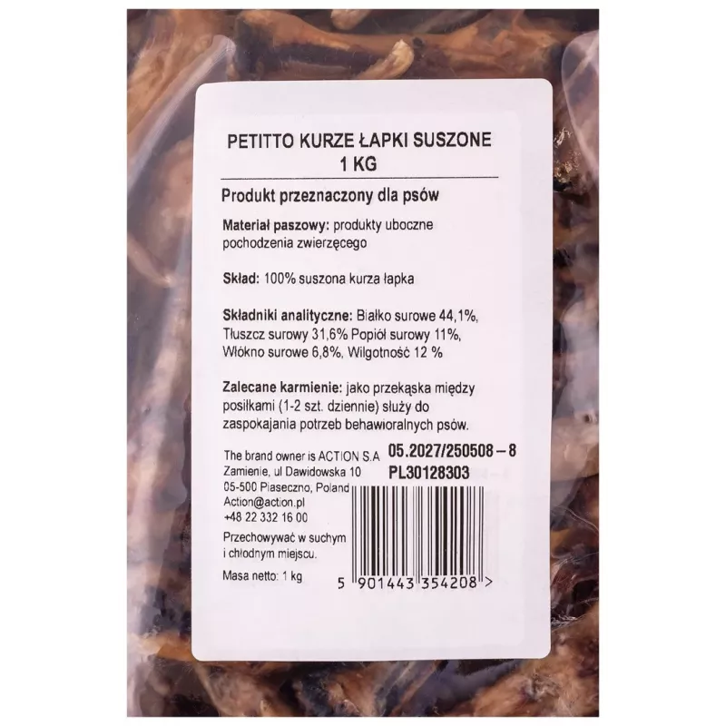 PETITTO Dried Chicken Feet Dog Treat 1kg