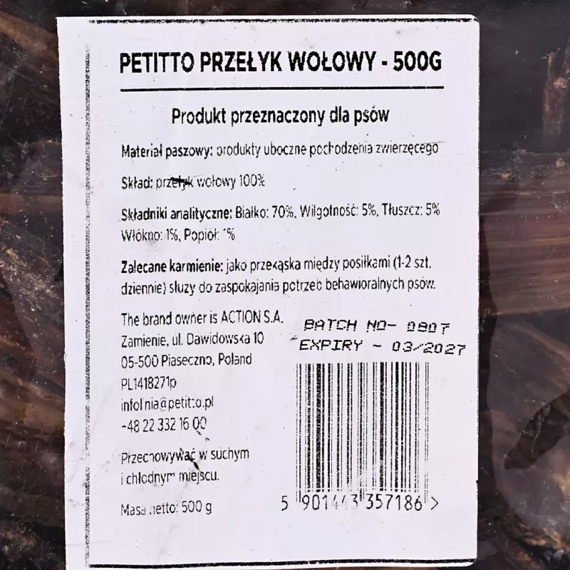 PETITTO Beef Esophagus Dog Treat 500g