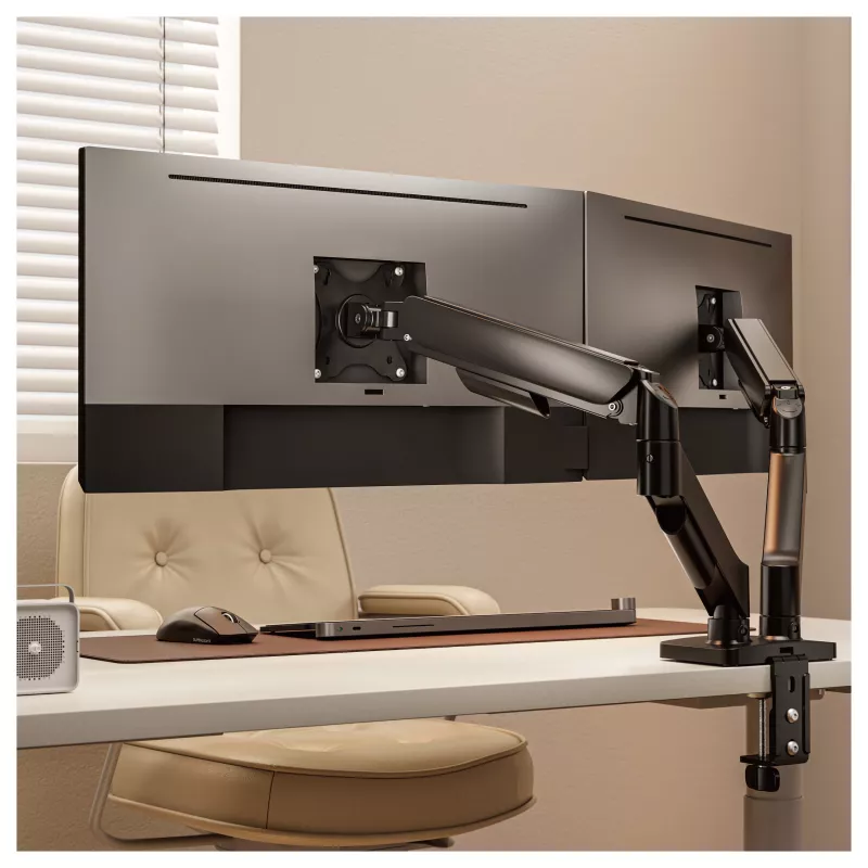 Equip Dual Monitor Desk Mount for 17-32 inch Screens, 360° Rotation, Gas Spring, 9 kg Capacity, Black