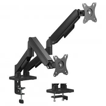 Equip Dual Monitor Desk Mount for 17-32 inch Screens, 360° Rotation, Gas Spring, 9 kg Capacity, Black