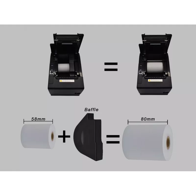 Equip 58/80mm Thermal POS Receipt Printer with Auto Cutter, USB/Bluetooth/WiFi/Cash Drawer Connection, Black