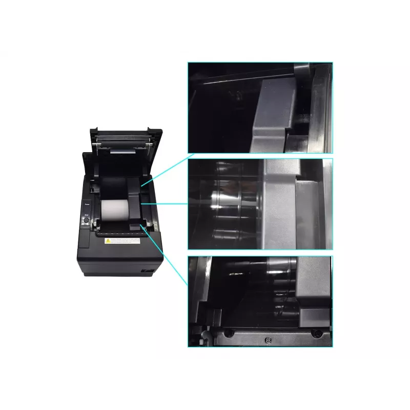 Equip 58/80mm Thermal POS Receipt Printer with Auto Cutter, USB/Bluetooth/WiFi/Cash Drawer Connection, Black