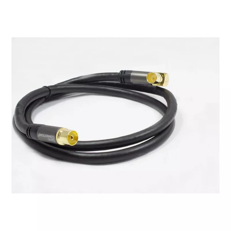 Good Connections SmartFLEX SAT Antenna Cable, IEC/Coax Angled Plug to Jack, Gold-Plated, Quad-Shielded, 120 dB, Black, 1.5 m (GC-M2072)