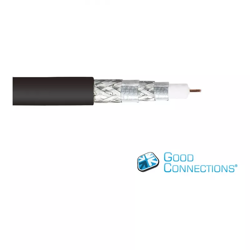 Good Connections SmartFLEX SAT Antenna Cable, IEC/Coax Angled Plug to Jack, Gold-Plated, Quad-Shielded, 120 dB, Black, 1.5 m (GC-M2072)