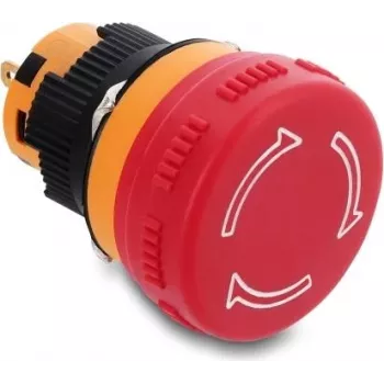 Delock Mushroom Head Push Button Switch 16 mm 2 x Solder Connection (Short) Plastic 26 mm Ø (22121)