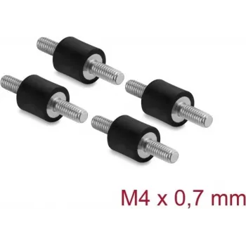 Delock Vibration Damper M4 x 0.7 mm D 10 x H 10 mm with 2 x External Thread 4 Pieces Black (60798)