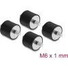 Delock Vibration Damper M6 x 1 mm D 25 x H 20 mm with 2 x External Thread 4 Pieces Black (60815)