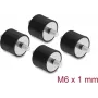 Delock Vibration Damper M6 x 1 mm D 25 x H 20 mm with 2 x External Thread 4 Pieces Black (60815)