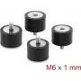 Delock Vibration Damper M6 x 1 mm D 30 x H 20 mm with Male and Female Thread 4 Pieces Black (60821)