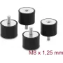 Delock Vibration Damper M8 x 1.25 mm D 40 x H 30 mm with Male and Female Thread 4 Pieces Black (60822)