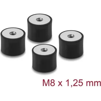 Delock Vibration Damper M8 x 1.25 mm D 30 x H 20 mm with 2x Internal Thread 4 Pieces Black (60827)
